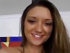 Lovely brunette college girl babe blowjob