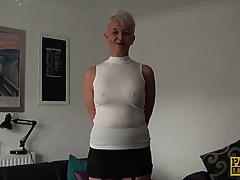 Roughly fucked mature slut swallows huge load of cum